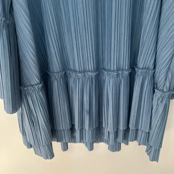 Free People Slate Blue Pleated Mini Dress - Picture 12 of 15